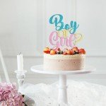 Sweet One First Birthday Strawberry Cake,with Flower Glitter Sweet Fruit Theme First Birthday Strawberry One Cake,Baby Shower Kids 1st Birthday Party Supplies (Boy or Girl, Light Blue&Pink)