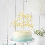 Lgaiehjc Happy Golden Birthday Cake Topper - 10/18/21/25th Birthday Cake Topper,30/35/40/45/birthday Cake Topper,1st/21st Birthday Cake Topper，50/60/70/80/90th Birthday Cake Topper (1) (5, Golden)