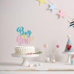 Sweet One First Birthday Strawberry Cake,with Flower Glitter Sweet Fruit Theme First Birthday Strawberry One Cake,Baby Shower Kids 1st Birthday Party Supplies (Boy or Girl, Light Blue&Pink)