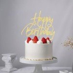Lgaiehjc Happy Golden Birthday Cake Topper - 10/18/21/25th Birthday Cake Topper,30/35/40/45/birthday Cake Topper,1st/21st Birthday Cake Topper，50/60/70/80/90th Birthday Cake Topper (1) (5, Golden)