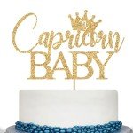 Capricorn Baby Cake Topper, Capricorn Baby Shower Decorations, Zodiac Capricorn Birthday Cake Topper, Horoscope Astrology Baby Shower Party Decorations Gold Glitter