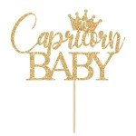 Capricorn Baby Cake Topper, Capricorn Baby Shower Decorations, Zodiac Capricorn Birthday Cake Topper, Horoscope Astrology Baby Shower Party Decorations Gold Glitter