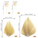 28 Pack Balls Cake Toppers, Palm Leaves Cake Decorations, Foam Balls Paper Palm Leaf DIY Cake Insert Toppers Decorations for Birthday Wedding Baby Shower Party Decorations Khaki