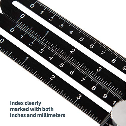 POWERTEC Multi Angle Measuring Ruler for Woodworking, Crafting, Construction, Flooring & Tile Cutting, Aluminum Angle Finder, Template & Layout Tools for Tile Installation (80003)
