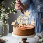 3 Pack German Meine Taufe Cake Toppers Wooden First Holy Communion Baptism Dove Fish Cake Picks for Baby Shower Religious God Bless Baptism Theme Party Cake Decorations Supplies