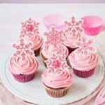 Ercadio 40 Pcs Edible Snowflake Cupcake Toppers Pink Snowflake Cake Picks Winter Snowflakes Merry Christmas Baby Shower Decorations Snowflake Theme Baby Shower Kids Birthday Party Supplies