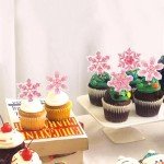 Ercadio 40 Pcs Edible Snowflake Cupcake Toppers Pink Snowflake Cake Picks Winter Snowflakes Merry Christmas Baby Shower Decorations Snowflake Theme Baby Shower Kids Birthday Party Supplies