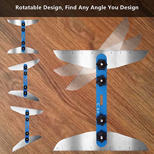 Stair Tread Template Tool, Kingson Stainless Steel Stair Measuring and Scribe Tool with Scales, Wood Stair Jig for Layout Shelf, Stairs, Risers, Drywall and Partitions