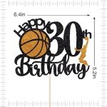 Crseniny Basketball Happy 30th Birthday Cake Topper，Basketball Sports Cake Pick Cheers to 30 Years Birthday Cake Decoration,Men and women Sport Theme Thirty Birthday Party Supplies