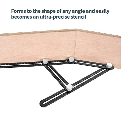 POWERTEC Multi Angle Measuring Ruler for Woodworking, Crafting, Construction, Flooring & Tile Cutting, Aluminum Angle Finder, Template & Layout Tools for Tile Installation (80003)