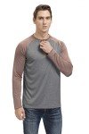 MOHEEN Men's Baseball Shirts, UPF 50 Long Sleeve Moisture Wicking Henley Tshirts Gray & Brown L