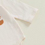 Aunties Bestie Baby Clothes Girl Baby Girl Aunt Saying Letter Romper Shirt Floral Flare Pants Headband 3Pcs Outfit (Z Beige, 12-18 Months)