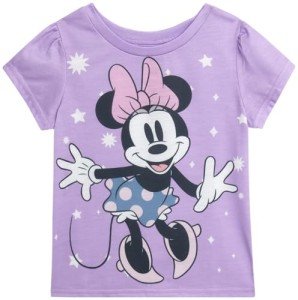 Disney Girls' T-Shirt - Cinderella, Little Mermaid, Rapunzel, Beauty and The Beast - Princess Shirt for Toddlers (2T-6X), Size 4T, Minnie Purple