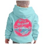 Ping Pong Puff Hoodies for Teen Girls Meet Me at the Ocean Sweatshirt Oversized Long Sleeve Pullover Tops with Pockets Pink Graphic Hoodie Women Cute Preppy Clothes