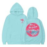 Ping Pong Puff Hoodies for Teen Girls Meet Me at the Ocean Sweatshirt Oversized Long Sleeve Pullover Tops with Pockets Pink Graphic Hoodie Women Cute Preppy Clothes