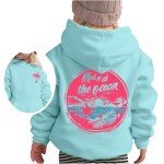 Ping Pong Puff Hoodies for Teen Girls Meet Me at the Ocean Sweatshirt Oversized Long Sleeve Pullover Tops with Pockets Pink Graphic Hoodie Women Cute Preppy Clothes
