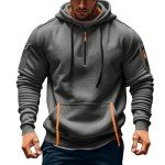 Essential Hoodies for Men Zip Up,Mens Big and Tall Hoodie Cold Weather Hoodie Lightweight Quarter Zip Pullover Tactical Cargo Long Sleeve Workout Hoodie Vintage Winter Sweatshirt（X-Large,Greys）
