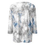 Women's Elbow Length Sleeve Tops Shirts for Women Workout Tops for Women Petite Tops Ladies Tops and Blouses 3/4 Sleeve Womens Blouses and Tops Dressy Womens Blouses Casual Blue 3XL