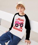 Valentines Day T-Shirt for Toddler Boys Girl Kids Monster Truck Heart Crusher Shirt Raglan Long Sleeve Cute Clothes Crew Neck Cotton Tee Tops Size 8 Years