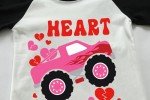 Valentines Day T-Shirt for Toddler Boys Girl Kids Monster Truck Heart Crusher Shirt Raglan Long Sleeve Cute Clothes Crew Neck Cotton Tee Tops Size 8 Years