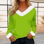 Christmas Shirts for Women Casual Xmas Printed Sweatshirts Cute V Neck Tees Faux Fur Trim Holiday Blouse 2024