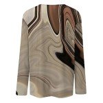 LPIGOH Womens Long Sleeve Tops Dressy Casual Crew Neck Tops 2025 Spring Fashion Fitted Boho Printed Plus Size Basic Tee Tunic Tops Blouse (Light Brown,XL)