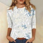 Summer Graphic tees for Women Womens Blouses 3/4 Sleeve Graphic t Shirts Summer Shirts for Women 2024 Trendy Summer Shirts for Women Tshirts Shirts for Women Womens Graphic tees