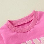 Covvoliy Mommy and Me Letter Print Matching Family Outfits Long Sleeve Crewneck Casual Sweatshirt T-Shirt (Baby, 0-6 Months, Bow Rosy Red)