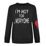 I'm Not for Everyone Pullover Shirts for Women Oversized Casual Drop Shlouder Sweatshirts Heart Print Sleeve Tops Black