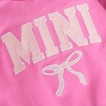 Covvoliy Mommy and Me Letter Print Matching Family Outfits Long Sleeve Crewneck Casual Sweatshirt T-Shirt (Baby, 0-6 Months, Bow Rosy Red)