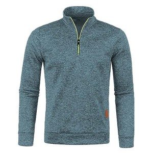 Men's Quarter 1/4 Zip Thermal Fleece Lined Sweater,Winter Lightweight Soft Pullover Outdoor Athletic Lapel Sweatshirt Casual Half Zipper Stand Collar Regular Fit Tops Mint Green