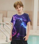 Boys Lightning Cat Tshirt Big Kids Shirts Size 10-12 Purple Tees Tops Funny Graphis Short Sleeve Sport Clothes 9-12Y