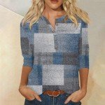 Summer Tops for Women,Womens 3/4 Sleeve Tops and Blouses Casual Spring Button Down Shirts Loose Fit Three Quarter Length Sleeve Blouse Womens Dressy Summer Tops 2025 Large