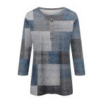 Summer Tops for Women,Womens 3/4 Sleeve Tops and Blouses Casual Spring Button Down Shirts Loose Fit Three Quarter Length Sleeve Blouse Womens Dressy Summer Tops 2025 Large