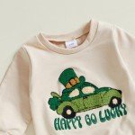 BemeyourBBs Toddler Baby Boy Fall Winter Clothes Funny Letter Long Sleeve Sweatshirt and Pants Set 2 Piece Sweatsuit Outfit (St Patricks Day Happy Go Lucky, 2-3T)