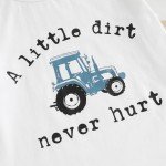 Toddler Baby Boy Summer Clothes Letter Graph Short Sleeve T Shirt Elastic Waist Pockets Shorts Set 2 Piece Outfit A little dirt never hurt Blue, 6-12 Months