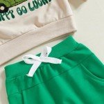 BemeyourBBs Toddler Baby Boy Fall Winter Clothes Funny Letter Long Sleeve Sweatshirt and Pants Set 2 Piece Sweatsuit Outfit (St Patricks Day Happy Go Lucky, 2-3T)