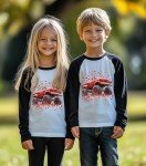 Baby Boys Girls Valentine Shirts Raglan Long Sleeve Tees Toddler Love Heart Truck Black Tops Size 2T