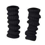 Christmas Ornaments Womens Wool Knit Knee Leg Warmers Y2K Kawaii Thigh High Calf Boot Cuffs Winter Goth Stacked Crochet Loose Tube Long Stocking(Black,One Size)