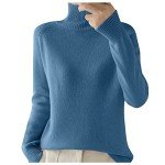 TAIAOJING Sweaters for Women Base Layer Shirt Tops Turtleneck Long Sleeve Travel Hiking Tee T Shirt Pullover Sweater Gifts for 14 Year Old Girl (Blue,XL)