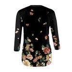 3/4 Length Sleeve Womens Tops 3/4 Sleeve Tops for Women Womens 3/4 Sleeve Tops and Blouses Dressy Casual Floral Print Crewneck Tshirt Tunic Tops Loose Shirts Graphic Tees Black 5X-Large