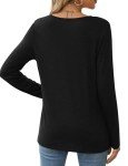 Black Shirts for Women Plus Size Tops Long Sleeve Basic Tshirts Office XXL