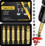 Gifts for Men, 6Pcs Titanium Damaged Screw Extractor Set - Remover for Stripped Head Screws Nuts & Bolts Drill Bit Tools for Easy Removal of Rusty & Broken Hardware High Speed Steel Superb Gift (Gold)
