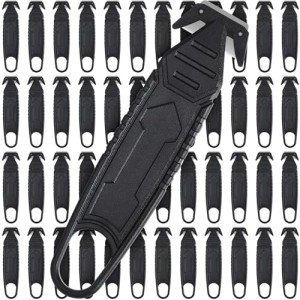Therwen 10 Pcs Safety Box Cutter Knife of Stainless Steel Concealed Blade Package Opener with Tape Splitter for Carton Cardboard Wrap Letter Work Bag Straps Film Utility Tool, Black
