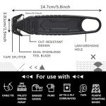 Therwen 10 Pcs Safety Box Cutter Knife of Stainless Steel Concealed Blade Package Opener with Tape Splitter for Carton Cardboard Wrap Letter Work Bag Straps Film Utility Tool, Black