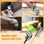 2025 New 105 Degree Right Angle Drill Adapter, Corner Tool Screw Hub with Multi-function Bend Screwdriver Bit, 1/4" Hex Shank Driver Angle Drill Attachment for Household Work (Short)