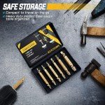Gifts for Men, 6Pcs Titanium Damaged Screw Extractor Set - Remover for Stripped Head Screws Nuts & Bolts Drill Bit Tools for Easy Removal of Rusty & Broken Hardware High Speed Steel Superb Gift (Gold)