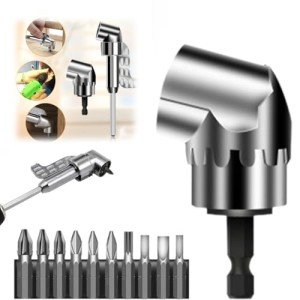 105 Degree Right Angle Drill Adapter, 2025 Upgraded Right Angle Head Drill Attachment with Multi-function Bend Screwdriver Bit, Corner Tool Screw Hub, Drill Bit Adapter for Tight Spaces (Short 2.5in)