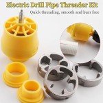 Plastic Pipe Thread Die Kit 2025 New PVC Thread Maker Tool for Electric Drill,Pipe Threader Kit with 3 Dies,1/2", 3/4", 1"Pipe for Professional Cutting & Pipe Threaders (1 Set)