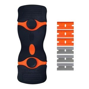 Razor Blade Scraper Tool Double Edged Razor Scraper with Metal & Plastic Blades 6pcs Sticker Remover for Paint Adhesive Label Caulk Electric Cooktop Gas Cooktop Induction Cooktop Stove Top